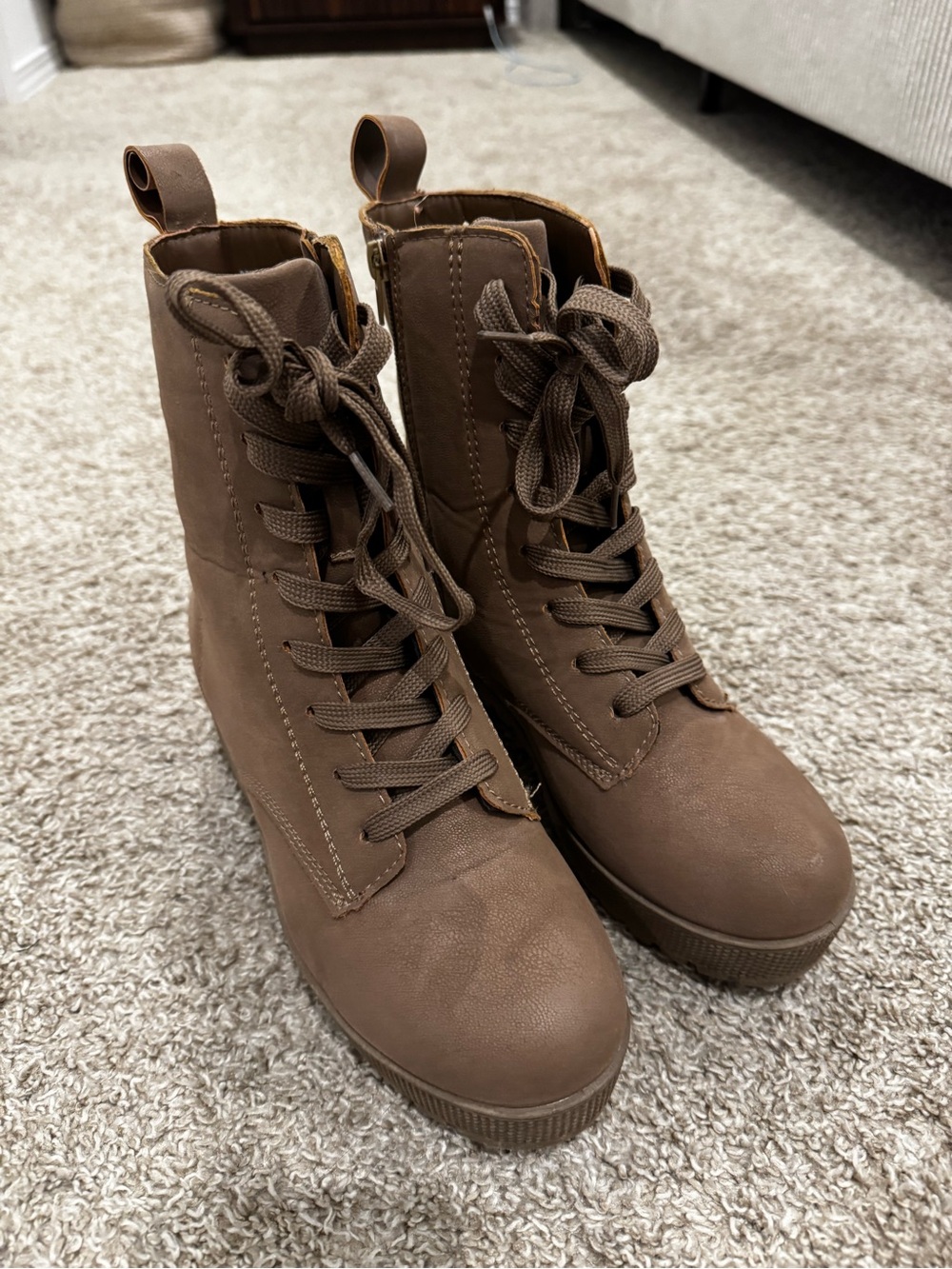 Women’s Lace-Up Brown Combat Boots